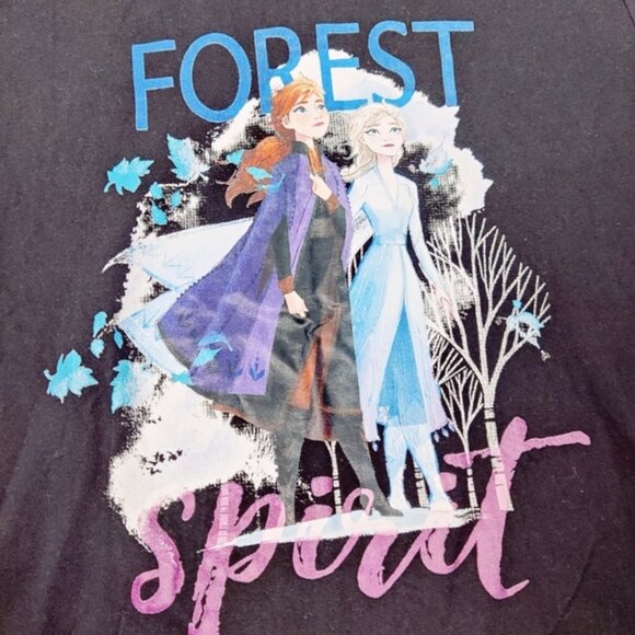 Disney Frozen II Womens T-shirt in Black Size XL Cotton Forest Spirit - Picture 2 of 5